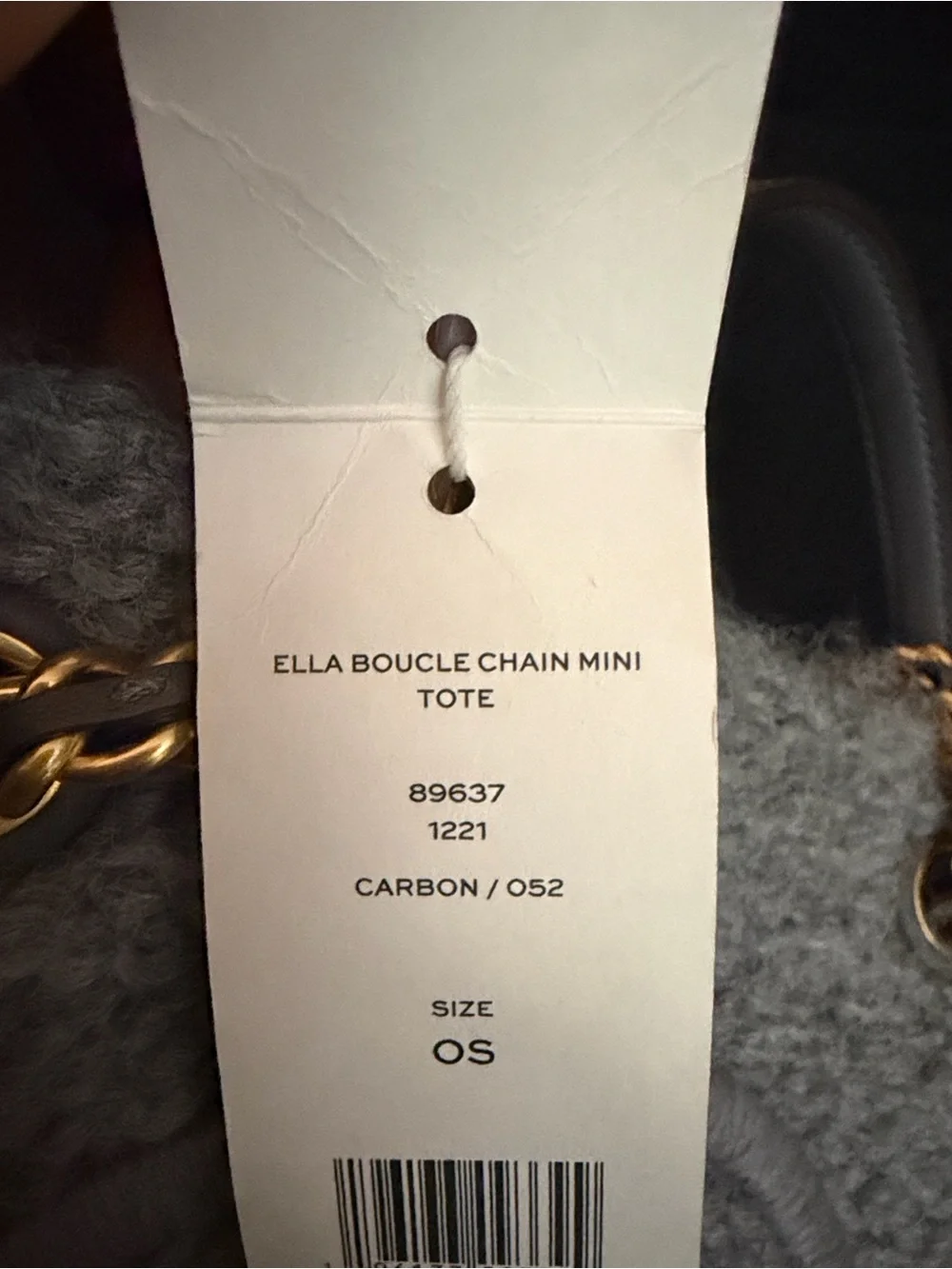 Tory Burch Gray Pebbled Wool Logo Tote with Gold-Tone Accents